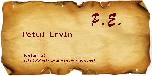 Petul Ervin névjegykártya
